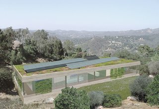 Groundbreaking Design - Photo 2 of 2 - Photovoltaic panels and a green roof will cap the project. They will also work to integrate the house into the natural setting.