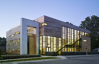 Jewish Reconstructionist Congregation (exterior view) in Evanston, Illinois, by Ross Barney Architects. Photo by Steve Hall, Hedrich Blessing.