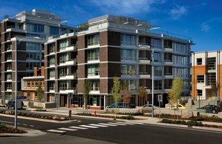 Synergy at Dockside Green (exterior view) in Victoria, British Columbia, by Busby Perkins + Will. Photo by Vince Klassen.