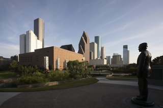 Houston, Texas - Photo 2 of 17 - A view of the Houston skyline, with the Wortham Theater Center and the George Bush Monument in the forefront. Image courtesy of the Greater Houston Convention and Visitors Bureau.