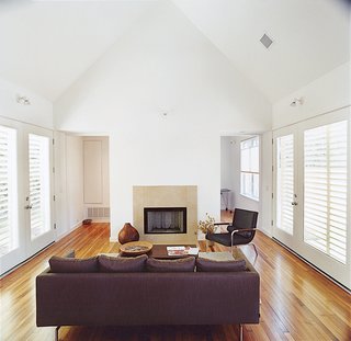 One of the home's most luxurious elements, old-growth pine and red oak flooring, was salvaged from local tear-downs.