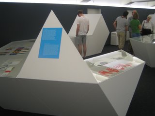 The stark white cases of Alexandra Gübeli's exhibition design mimicked the work's clean geometry.