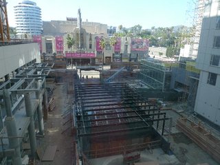 The W Hollywood Residences - Photo 1 of 10 - A view of the W Ciné plaza from the third floor. The Hollywood/Vine Metro station is being renovated under black steel girders.