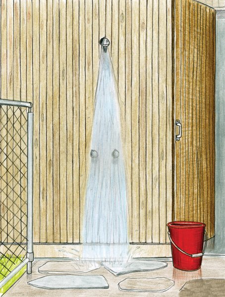 Pedigree Charted - Photo 10 of 10 - The outdoor shower greets everyone returning from the beach. Ferguson, well versed in the behavior of teenagers, didn’t want them running inside with sandy feet, so a stop under the fresh rainwater shower from Enware is mandatory after a morning in the surf.