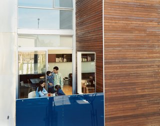 The Mariscal family enjoys the first-floor patio, which Sebastian calls their "exterior room."