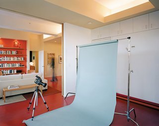 Urban Usonian - Photo 3 of 5 - During the day, Dayton’s guest bedroom easily doubles as his photography studio.