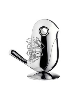 Chip magnetic paper clip holder, by Rodrigo Torres for Alessi.<br><br>Give Chip some metal feathers and keep your desk tidy.