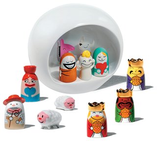 Nativity collection by LPWK and Massimo Giacon for A Di Alessi.<br><br>If you're inclined to do a little holiday decorating around the home, this small ceramic Nativity scene is pretty cute. Check out those sheep!