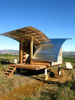 Zinc corrugated roofing was used to cover the shelters, providing shade and preventing rain from collecting and causing structural deterioration.