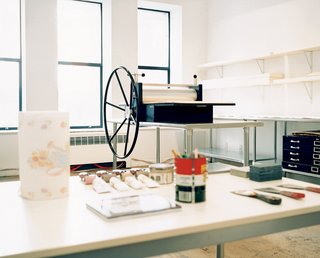 Weinstein initially rented out his printmaking studio as office space to help defray construction costs but now uses it himself.