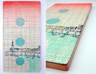 Murphy prints images of seaside menus and Margate signage atop old pieces of Formica and wood.