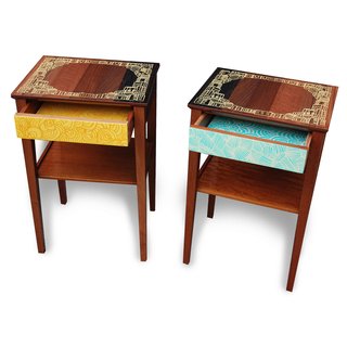 A pair of re-tooled bedside tables.