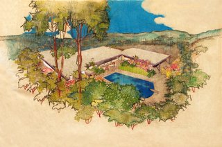 Events this Weekend: 10.8-10.11 - Photo 2 of 4 - Richard Neutra: Aerial Perspective Rendering, Hammerman Residence, Bel Air, California, 1954