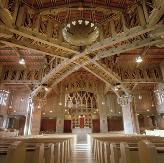 The Visionary State - Photo 3 of 3 - The First Church of Christ, Scientist in Berkeley, California was designed by Bernard Maybeck and, as Davis puts it: "was one of America's most magnificent houses of worship, an organic modern expression of medieval religious romance that resembles nothing so much as a Rohirrim temple hall from the set of Peter Jackson's Lord of the Rings."