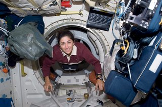 Bungee cords become your new best friends, as they harness both you and all potentially moving objects to the floors, ceilings, and walls. These elastic workhorses keep Nicole Stott’s float through the station from being a literal crash course through its contents. Image courtesy of NASA.