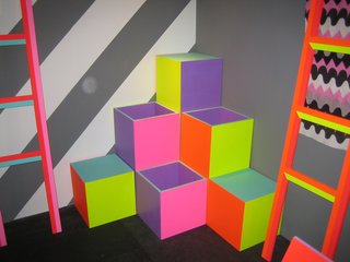 These bright blocks and non-functioning ladders came from artist Ben Jones shown by Johnson Trading Gallery.