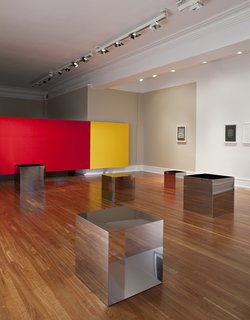 A long view of the gallery floor looks like an endless series of boxes. Photo by James Ewing.