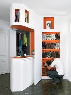 The shoe closet.