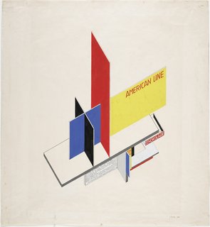 Design for a kiosk and display boards by Herbert Bayer. Image courtesy the Museum of Modern Art.