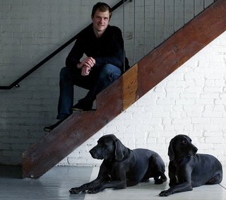 25 Dogs Living in the Modern World - Photo 23 of 25 - Kansas City, Missouri, architect Matthew Hufft with his dogs, Blue and Coltrane.
