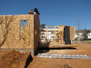 LA Tech-Habitat Home - Photo 6 of 17 - The students were not left alone to complete the home. The majority of funding came from Habitat from Humanity and community members donated both time and supplies to help with the build. Photo courtesy of Jared Boudreaux and Tim Hayes.