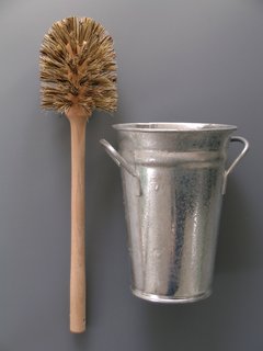 Toilet Brush and Bucket "We created this combination as it was impossible to find an attractive and functional toilet set. We like the functional look of the traditional florist's Bucket and traditional wooden brush." Photo courtesy of Labour and Wait.