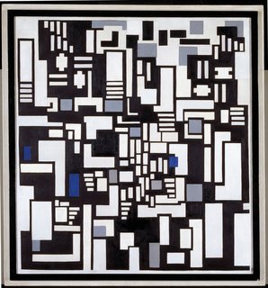 Composition IX, Opus 18: "Decomposition" of The Card Players (1917) by Theo van Doesburg. On display at the Tate Modern in London through May 16, 2010, as part of the Van Doesburg and the International Avant-Garde: Constructing a New World exhibit. On loan from the Museum of Modern Art's Sidney and Harriet Janis Collection.