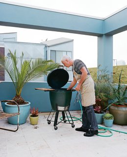 Project Runaway - Photo 4 of 14 - Michael tends to his capons in a Big Green Egg.