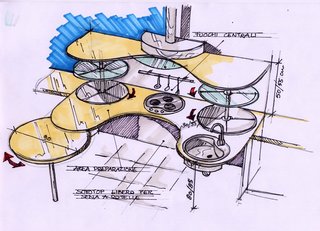 Snaidero worked with Lucci Orlandini Design to create the kitchen collection, which the company later tested by installing a kitchen in the spinal unit at the Gervasutta Institute of Rehabilitative Medicine in Udine, Italy, for patients in wheelchairs participating in rehabilitative physical therapy to test out and give feedback.