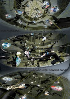 SPIDERMUSE(UM)...WRIGHT-O-WEB...SPINNING GUGGY... (2009) by Acconci Studio>. On display at the Guggenheim Museum February 12 through April 28, 2010, as part of the exhibit Contemplating the Void: Interventions in the Guggenheim Museum.