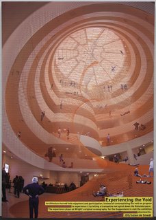 Experiencing the Void (2009) by Julien De Smedt Architects. On display at the Guggenheim Museum February 12 through April 28, 2010, as part of the exhibit Contemplating the Void: Interventions in the Guggenheim Museum.