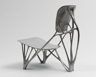 Bone Chair. 2006, by Joris Laarman. Aluminum. Manufactured by Joris Laarman Studio, The Netherlands. The Museum of Modern Art.