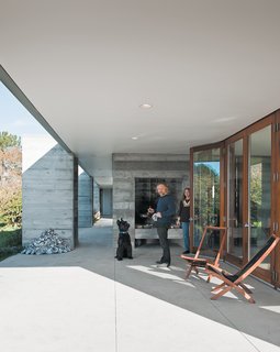 The outdoor hearth is primed for cooking in the summer.