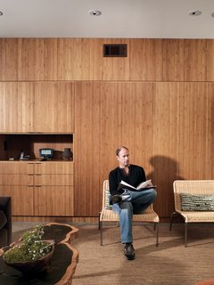 A Plyboo wall divides the interior of the house.