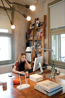 Özdemir works at her desk, conveniently just a few blocks from her flat.
