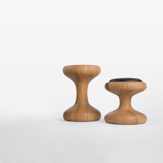 The design of the Mushroom family of stools was function driven: They can <br><br>be seats or tables.