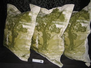 Scotland: Day 5 - Photo 3 of 12 - The man pissing on the tree in the Glasgow Toile cushion shows the wit on display at Timorous Beasties.