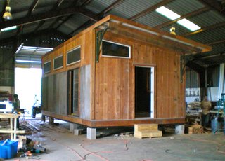 Preview: Reclaimed Space - Photo 2 of 3 - This year's Reclaimed Space showhouse is currently being constructed in its Austin, Texas, factory.