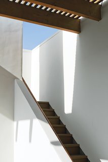 Coast Docs - Photo 6 of 13 - Sunlight and shadows accentuate the architectural forms around the stairway leading to the roof deck.
