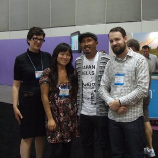 coolcapitals Competition Winners - Photo 2 of 4 - Saturday's winner, Nate Dy, poses with Dwell judges Kathryn Hansen, Dakota Keck, and Kyle Blue.