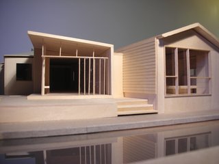 The Barn and the Lantern - Photo 8 of 9 - Misra and Pande created a tiny wood three-dimensional model of the addition, showing the relationship between the separate elements. At far left is the existing kitchen, and the jog between the two portions of the addition represents a pause between the new spaces. "We went thru a fair number of architectural models before we all decided upon this specific configuration," says Pande. Image courtesy Chinmaya + Apurva: Collaborative