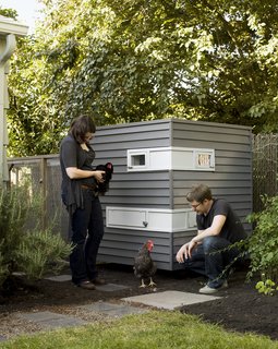 Snyder and Martin's move brought about an entirely different lifestyle--one that involved a house, a yard, and for Snyder, the chance to launch his own firm, Mitchell Snyder Architecture, after first acquainting himself to Portland, Oregon, as a designer at Scott Edwards Architecture. His first project on his own: a chicken coop for the couple's new feathery friends.