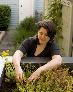 Native Oregon sedums grow on the coop's green roof. Elsewhere in the garden, Martin harvests lettuce, radishes, snap peas, onions, carrots, potatoes, and a cornucopia of other vegetables.