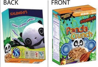 Panda Crunch, a cereal box design created by Montclair State University graphic design student Samuel Saez.