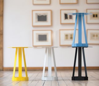 Furniture Design: Misewell - Photo 5 of 5 - The steel Sixagon can be used as a stool, side table, or any other surface. It's got a powder-coated surface, available in black, blue, cream and yellow.