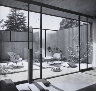 Hollywood Renovation: Week 1 - Photo 2 of 9 - View of court from living room, 1953.