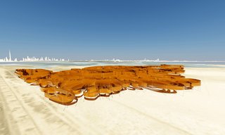 Inspired by the concept of a desert mirage, "Light Sanctuary" is a fluid maze-like structure that appears to be hovering above the dry landscape. The 33-foot high, thin-film photovoltaic ribbons that would be used in the design can capture the sun’s rays at an especially wide 140° angle, offering a more efficient use of space than older silicone-based solar panels.<br><br>Design by: Martina Decker and Peter Yeadon (Decker Yeadon LLC)