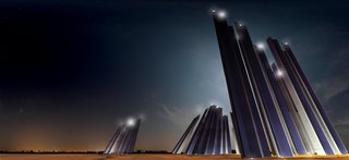 Based on the fractal form known as the Koch Snowflake, these looming structures, or "Solar Fractals," represent the harmony that exists between art and mathematics. Photovaltic panels collect solar energy during the day, while the pylons illuminate the nearby coastline by night.<br><br>Design by: Tanzim Hasan Salim