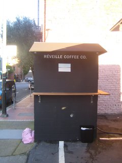 Réveille Coffee Company Truck - Photo 6 of 8 - A rare thing indeed: a food cart with a tiny bit of physical infrastructure. Tommy said that during the summer he and his brother are thinking about painting the shed white.