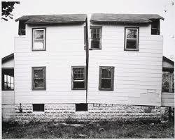 Gordon Matta-Clark is known for slicing structures, such as this bifurcated house.